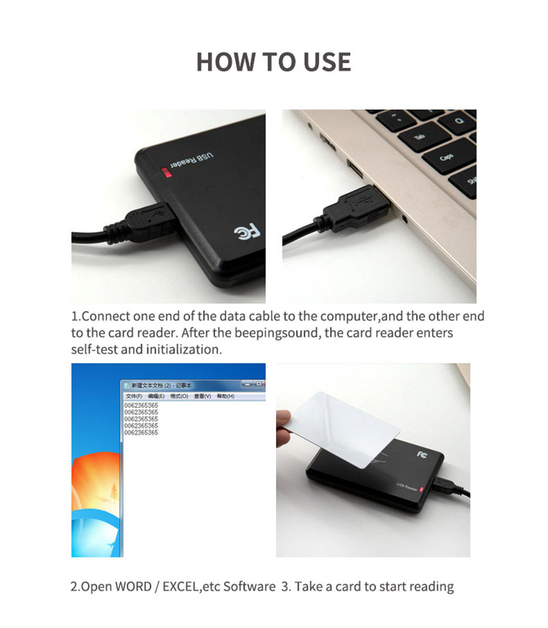Lexues i kartave USB RFID pa kontakt në desktop për 125 khz për 125 khz